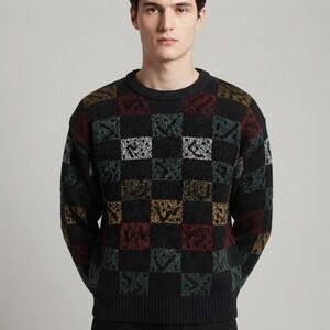 Vintage Sweater Graphix Mens XXL Multi Color Checkered Abstract Sweater Dadcore
